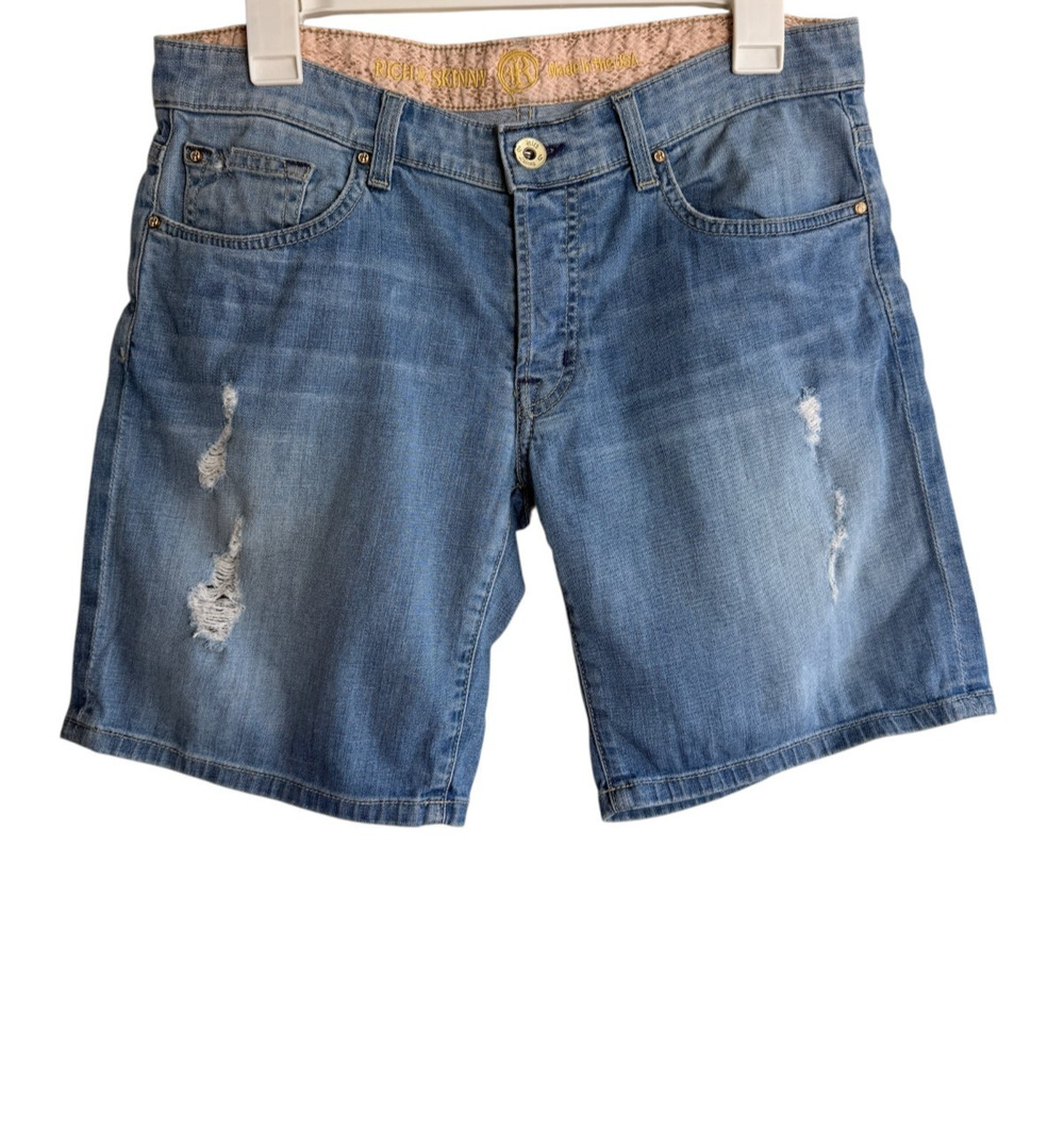 Rich & Skinny Womens 28 5 Pocket Light Wash Distressed Denim Shorts USA Indie